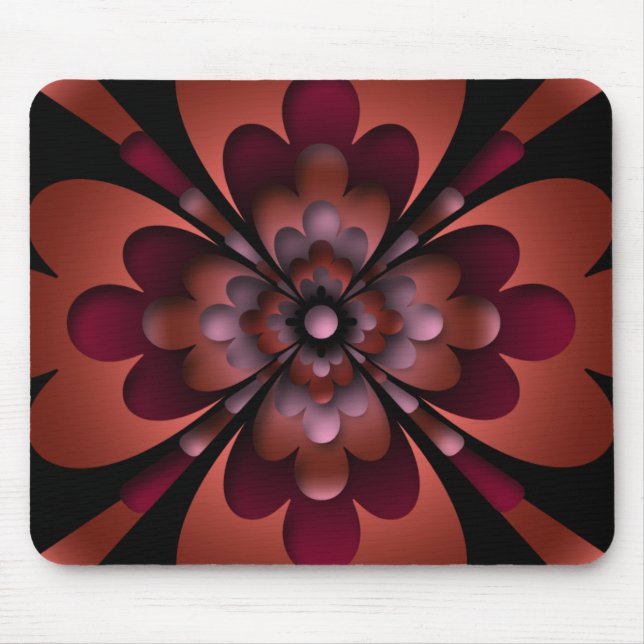 Mousemat, Zen Flower, Dark Peach Red Orange Pink Mousepad (Vorne)