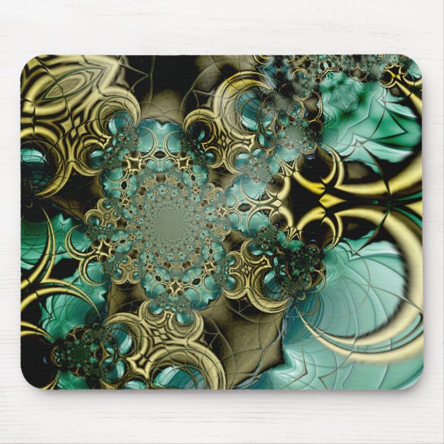 Mousepad Abstrakt Art Metal Gold Aquamarines Glas  (Vorne)
