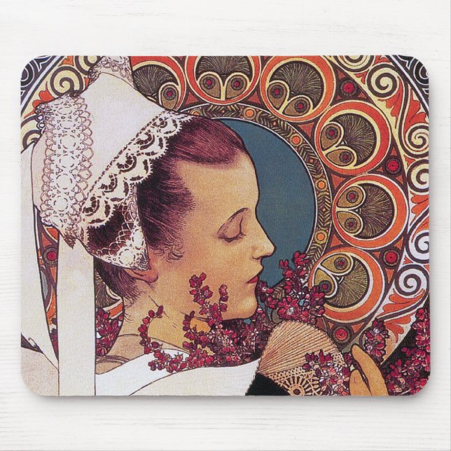 Mousepad: Alphonse Mucha - Art Nouveau Mousepad (Vorne)