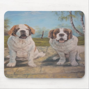Mousepad Ann Hayes Painting Two St Bernards