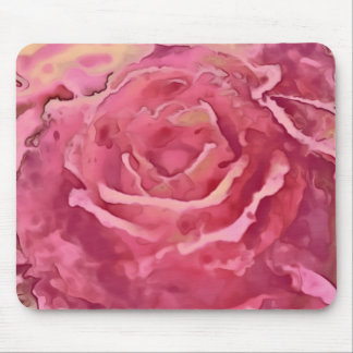 Mousepad Aquarelltöne Rose Rot und Rosa