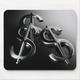 Mousepad auf schwarzem Grund finanziert und Dollar