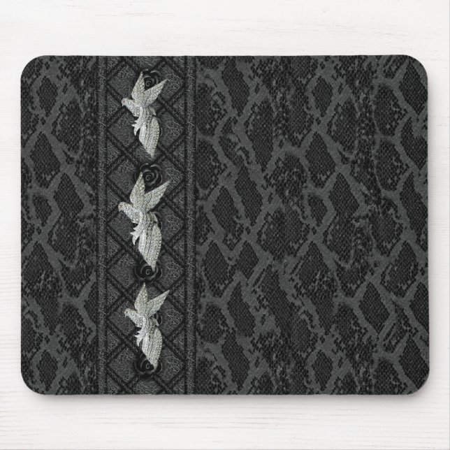 Mousepad Black Leather Bird Jewel (047-015) (Vorne)