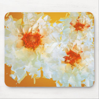 Mousepad Blume Weiß Orange Kubist