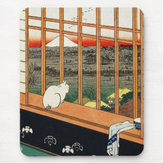 Mousepad: Cat on Window von Hiroshige 歌 川 広 重 Mousepad