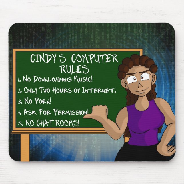 Mousepad: Cindy Computer-Regeln Mousepad (Vorne)