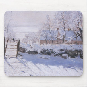Mousepad Claude Monet Die Magpie Winter-Landschaft