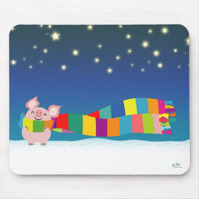 Mousepad das Weihnachten des kleinen Schweins (Vorne)