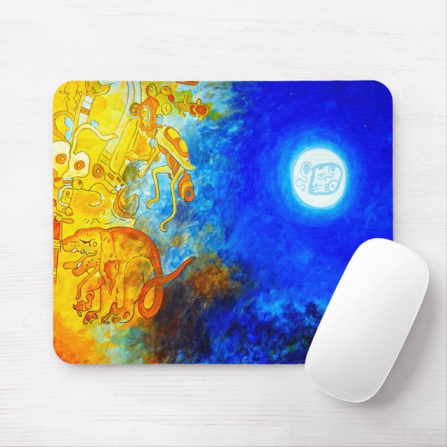 Mousepad, Design Mousepad, Blau und Orange Mayan Mousepad (Mit Mouse)