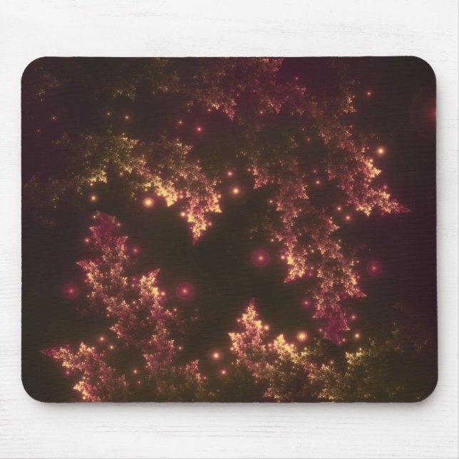 Mousepad Fraktal Blätter Red Glow (Vorne)