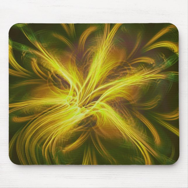 Mousepad Fraktal Blume Yellow Palette (Vorne)