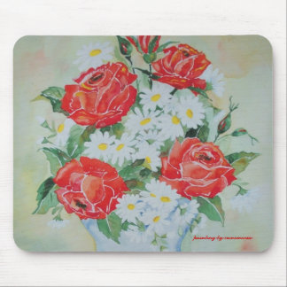 Mousepad Gänseblümchen und Rosen