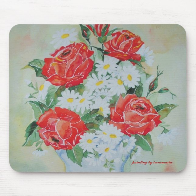 Mousepad Gänseblümchen und Rosen (Vorne)