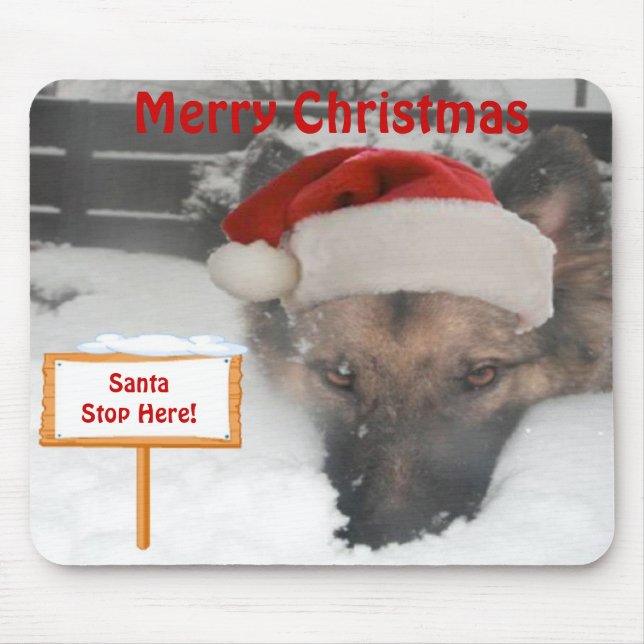 Mousepad German Shepherd Santa Stopp Hier Untersch (Vorne)