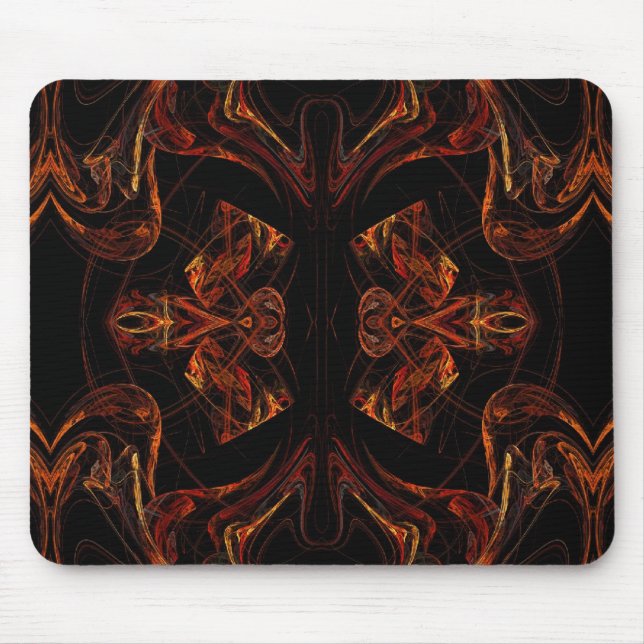 Mousepad in orangefarbenem Fraktal (Vorne)