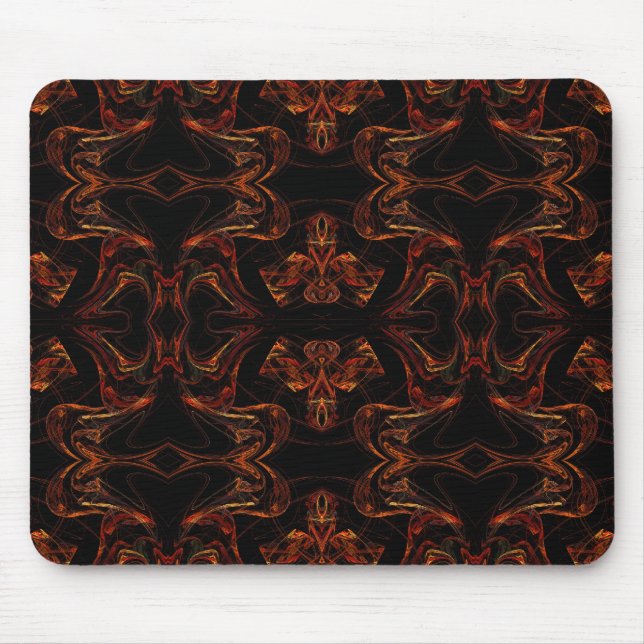 Mousepad in orangefarbenem Fraktal (Vorne)