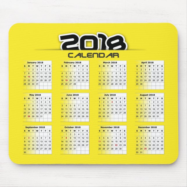 Mousepad-Kalender 2018 Mousepad (Vorne)