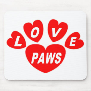 Mousepad Liebe Paws Hearts Red