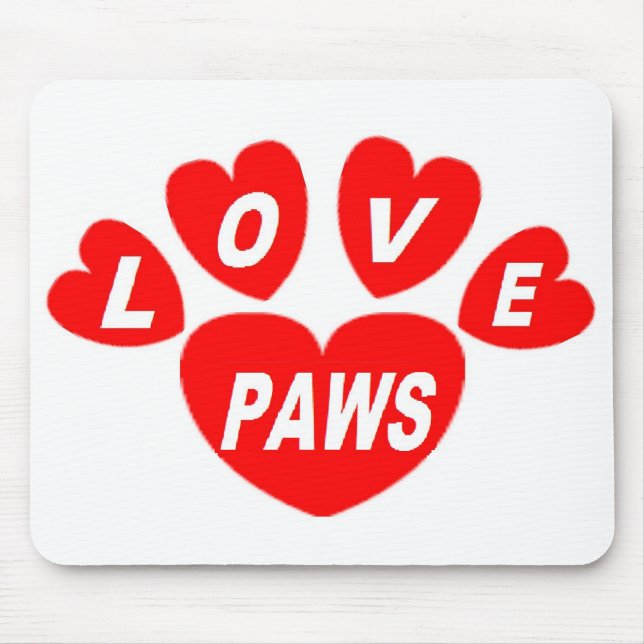 Mousepad Liebe Paws Hearts Red (Vorne)