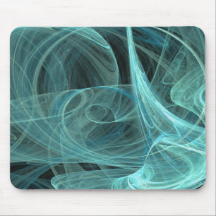 Mousepad mit aquamarinem und schwarzem Fraktal
