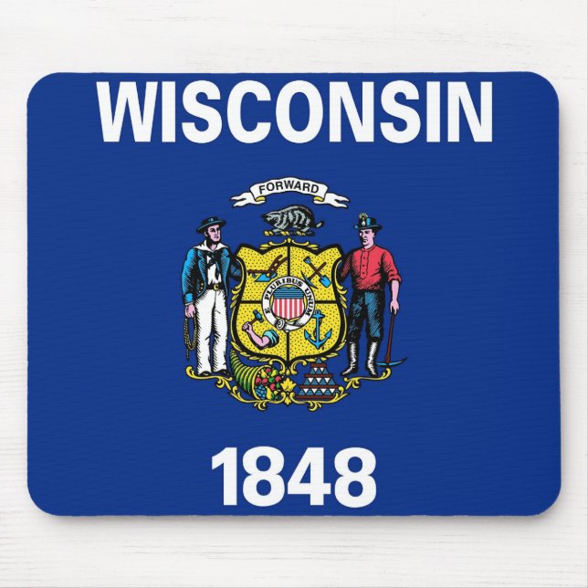 Mousepad mit der Flagge des Wisconsin-Staat - USA (Vorne)