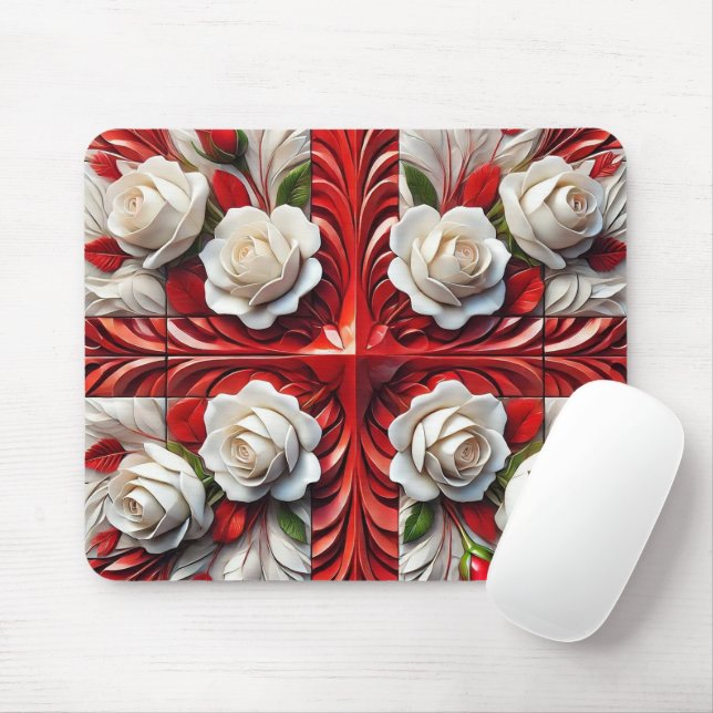 Mousepad mit englischer Rose Design (Mit Mouse)