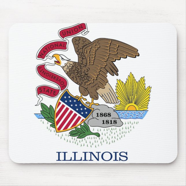 Mousepad mit Flagge des Staat Illinois - USA (Vorne)