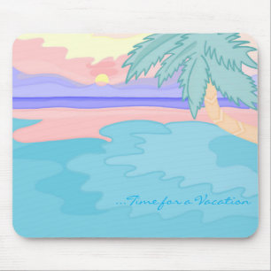 Mousepad mit Sonnenuntergang auf dem Strandentwurf