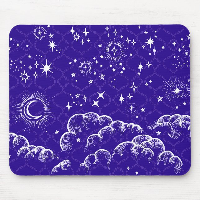 Mousepad "Moon and Stars" (blau) (Vorne)
