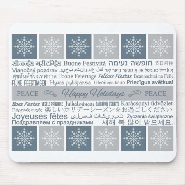 Mousepad Multilingual Happy Holidays (Vorne)