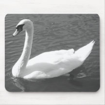 Mousepad ou Tapis de souris - Cygne en noir et bla