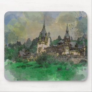Mousepad Peles Castle Rumänien Wasserfarbe