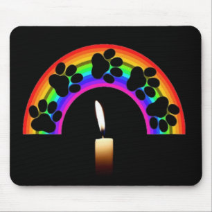 Mousepad Pfoten auf einem Regenbogen mit Kerze