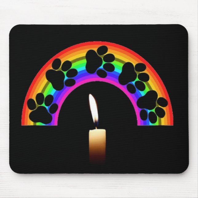 Mousepad Pfoten auf einem Regenbogen mit Kerze (Vorne)