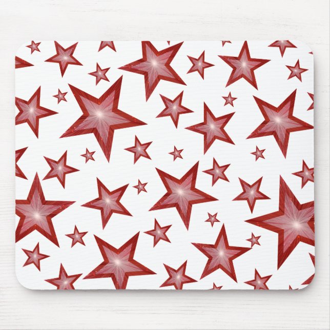Mousepad Red Stars weiß (Vorne)