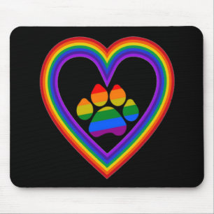 Mousepad Regenbogenherz mit Pfote