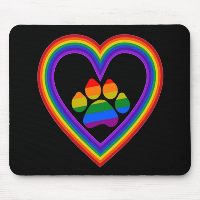 Mousepad Regenbogenherz mit Pfote (Vorne)