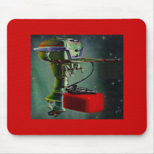 Mousepad Retro Außenbordmotor u. roter