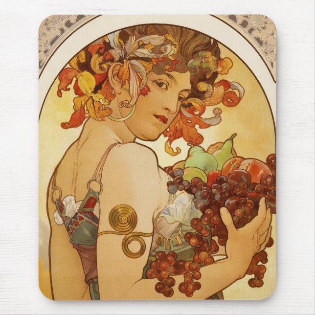 Mousepad Vintag Art Alfons Mucha Frucht (Vorne)