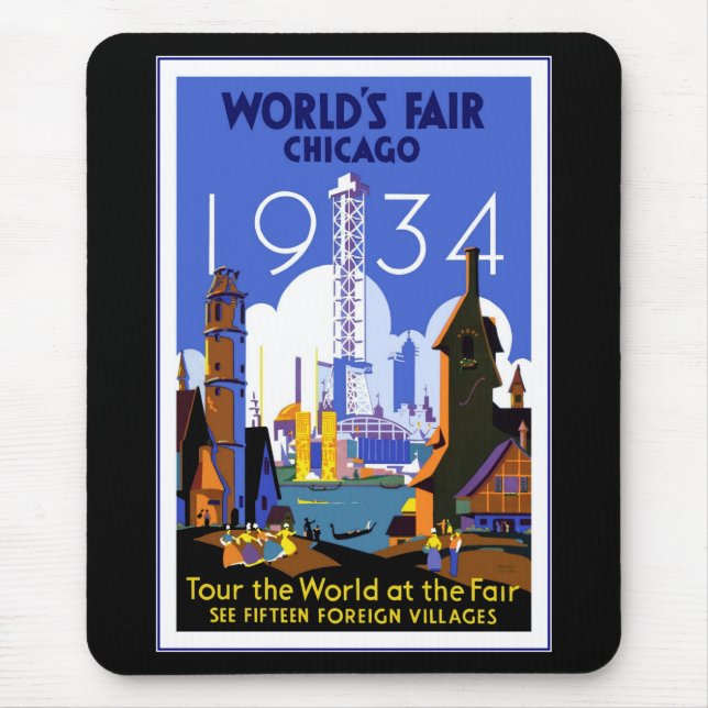 Mousepad Vintage Travel Chicago 1934 (Vorne)