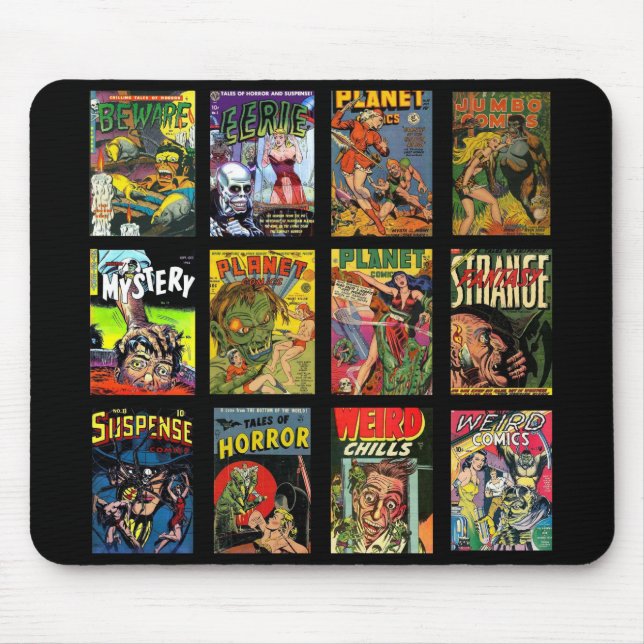Mousepad Vintages Comic Buchcover Collage (Vorne)