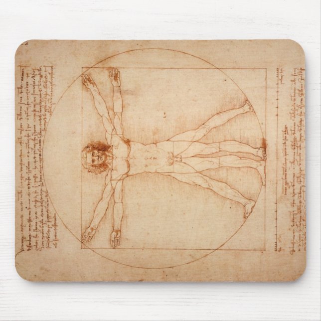 Mousepad Vitruvian Man von Leonardo da Vinci (Vorne)