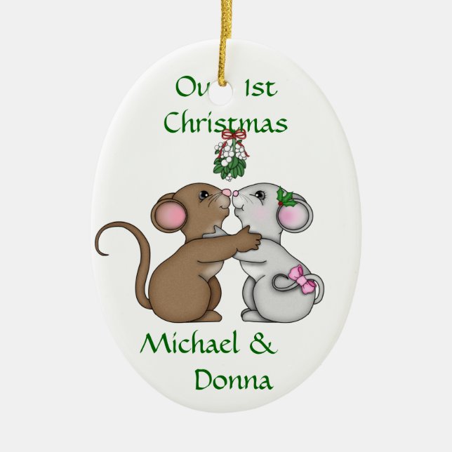 Mousey Liebe-Weihnachten Keramikornament (Vorne)
