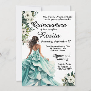 Mousse de mer bleu Quinceanera Invitation