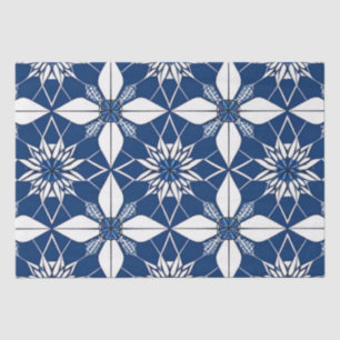 Mousseline AI Art bleu blanc papier de tissus fleuris