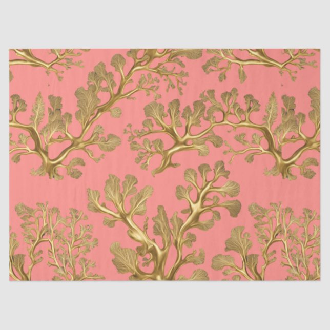 Mousseline Algues d'or sur papier CoralTissue (Recto)