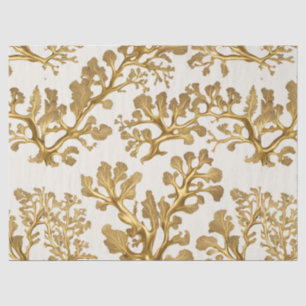 Mousseline Algues d'or sur papier tissu de sable clair