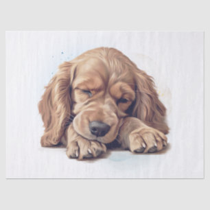 Mousseline American Cocker Spaniel Aquarelle Tissu Papier