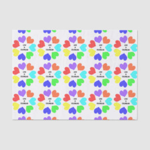 Mousseline Amour Interracial Rainbow Hearts Tissu Papier