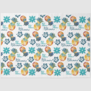 Mousseline Ananas hawaïen et papier de tissus Hibiscus